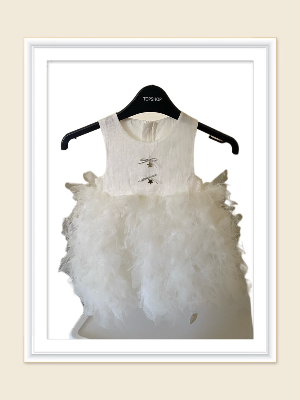 Toddler 2T White Tulle Star-Accent Party Dress